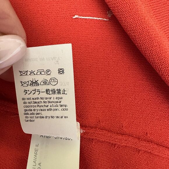 Les Copains Women's Scarlet Cream Trim V-Neck Cuffs 3/4 Sleeve Knit Sweater Sz 6 - Picture 13 of 13